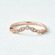 0.20CTW Round Brilliant Cut Curved Vintage Style Moissanite Wedding Band Mapple Gems